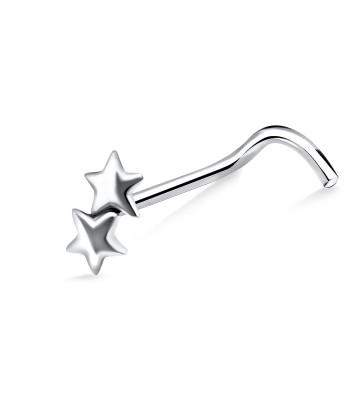 Double Stars Silver Curved Nose Stud NSKB-1008